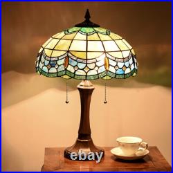 Lamp Tiffany Victorian Style Table Stained Glass Vintage Shade Light Desk Blue