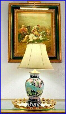 Lamp Vintage Decor Oriental Style With Colorful Design on Wooden Base