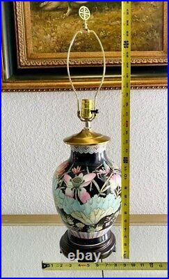 Lamp Vintage Decor Oriental Style With Colorful Design on Wooden Base