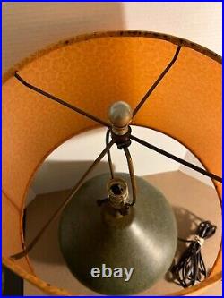 Lamp Vintage MCM 70's Rare Ceramic Green Golden Yellow Table Lamp