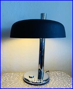 Large 1970s Egon Hillebrand Table Lamp Mid Century German Vintage Chrome Black