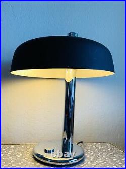 Large 1970s Egon Hillebrand Table Lamp Mid Century German Vintage Chrome Black