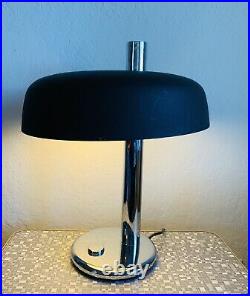 Large 1970s Egon Hillebrand Table Lamp Mid Century German Vintage Chrome Black