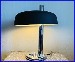 Large 1970s Egon Hillebrand Table Lamp Mid Century German Vintage Chrome Black