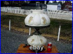 Large 25'' Floral Vintage Parlor Type Table Lamp 3 Way