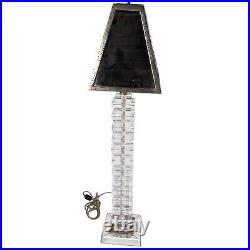 Large 39 Leeazanne stunning Stacked Lucite Table Lamp Original Shade & Finial