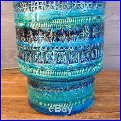 Large 44cm Vintage 1960s Bitossi Aldo Londi Rimini Blue Pottery Table Lamp