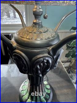 Large Tiffany Style Vintage Stained Glass Table Lamp With Tiffany Style Base Large Tiffany Style Vintage Stained Glass Table Lamp With Tiffany Style Base