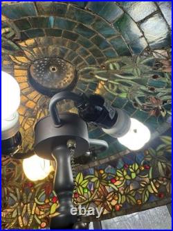 Large Tiffany Style Vintage Stained Glass Table Lamp With Tiffany Style Base Large Tiffany Style Vintage Stained Glass Table Lamp With Tiffany Style Base