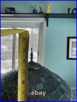 Large Tiffany Style Vintage Stained Glass Table Lamp With Tiffany Style Base Large Tiffany Style Vintage Stained Glass Table Lamp With Tiffany Style Base