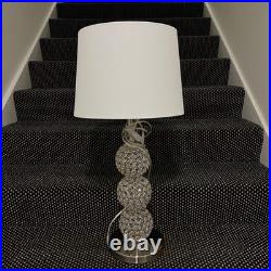 Large Vintage Three Tiered Glass Ball Crystal Electric Lamp MID Century 29