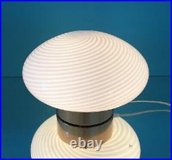 Large lovely mushroom table lamp swirl Murano glass lampada vintage 70s U