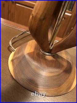 Laurel Lamp Co Modeline Style Wooden Table Lamp Vintage MCM Teak and Brass 24in
