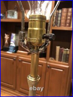 Laurel Lamp Co Modeline Style Wooden Table Lamp Vintage MCM Teak and Brass 24in