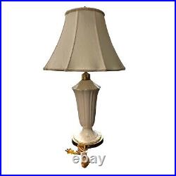 Lenox Vintage Table Lamp Fluted Ivory Porcelain Gold Trim 28 with Shade