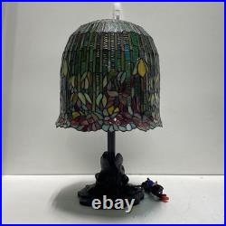 Lily Pond Stain Glass Lamp. 22 inch Tall Vintage Tiffany Style Table Top Lamp