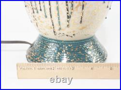 MCM Ceramic Drip Glaze Table Lamp, Teal, White, Gold, Black, 1950s, Neat Design