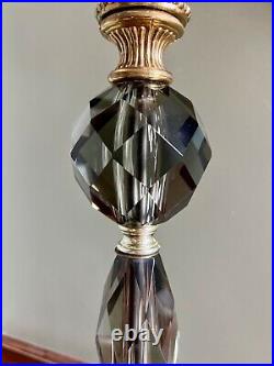 MCM Vintage Large Hollywood Regency Lamp Faceted Smoked Glass Gems 1960's