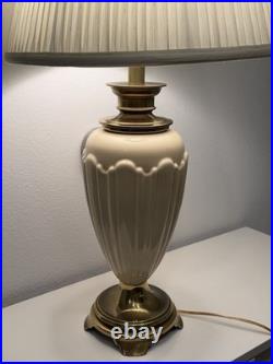 MCM Vintage Leviton Lamp Cream Gold Ceramic & Brass