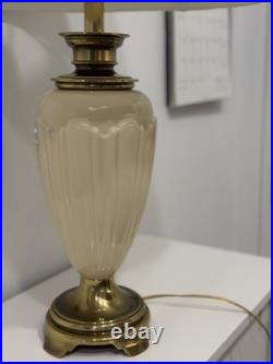 MCM Vintage Leviton Lamp Cream Gold Ceramic & Brass