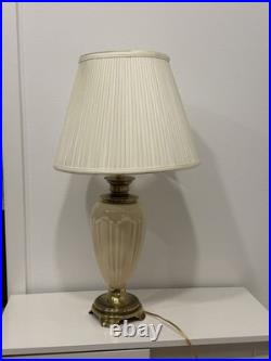 MCM Vintage Leviton Lamp Cream Gold Ceramic & Brass