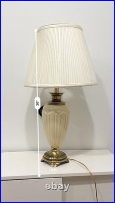 MCM Vintage Leviton Lamp Cream Gold Ceramic & Brass