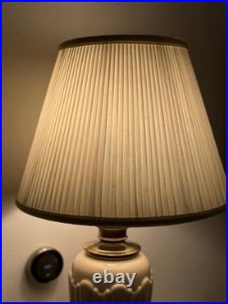 MCM Vintage Leviton Lamp Cream Gold Ceramic & Brass