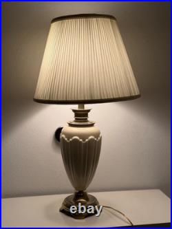 MCM Vintage Leviton Lamp Cream Gold Ceramic & Brass