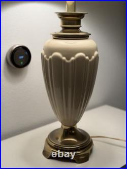 MCM Vintage Leviton Lamp Cream Gold Ceramic & Brass