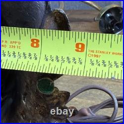 MCM Vtg Lily Pad Table Lamp Triple Flower Gooseneck Ruffled Hobnail Glass Shades