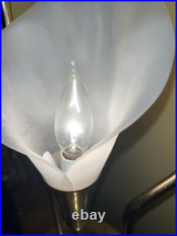 MCM White Calla Lily Brass Table Lamp 3-Way 32 Tall Hollywood Regency Vintage MCM White Calla Lily Brass Table Lamp 3-Way 32 Tall Hollywood Regency Vintage