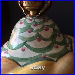 Mackenzie Childs Pottery Globe Table Lamp Finial Pastel Fat Heavy Vtg 14.75&27