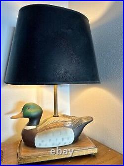 Mallard Duck Table Lamp Wooden Base Vintage Condition