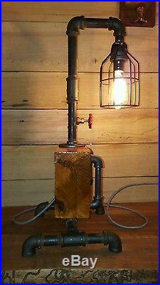 Mancave Steampunk Lamp Vintage Antique Look w Pressure Gauge Valve Home Decor