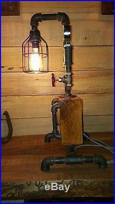 Mancave Steampunk Lamp Vintage Antique Look w Pressure Gauge Valve Home Decor