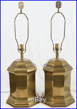 Mark Thomas Brass Octagonal Ginger Jar Vintage Table Lamps Pair Asian