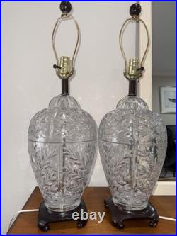 Matching Pair Crystal Table Lamps Vintage Heavy Unbranded