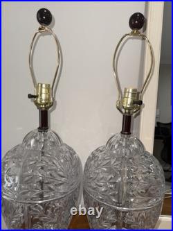 Matching Pair Crystal Table Lamps Vintage Heavy Unbranded