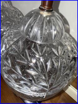Matching Pair Crystal Table Lamps Vintage Heavy Unbranded