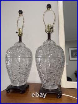 Matching Pair Crystal Table Lamps Vintage Heavy Unbranded