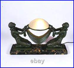 Max Le Verrier (1891-1973) Amazing Art Deco Lamp 1930s