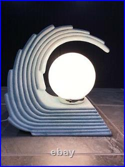 MidCentury Art Deco Table Lamp Wave Shell Retro Vintage Lighting Decor Blue MCM
