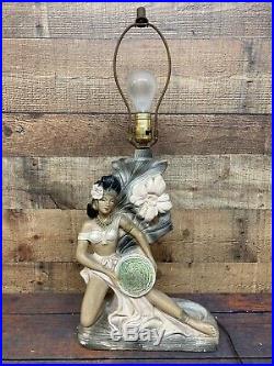 Mid Century 1950's Rare Chalkware Hawaiian Dancing Girl Table Lamp