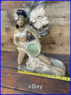 Mid Century 1950's Rare Chalkware Hawaiian Dancing Girl Table Lamp