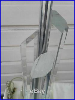 Mid Century Lucite Acrylic Pillar Table LAMP Modern Vtg Hollywood Regency 18