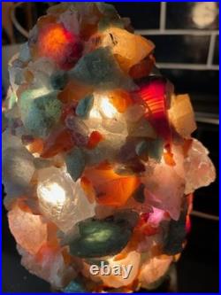 Mid-Century Modern Agate Semi Precious Stones Lamp