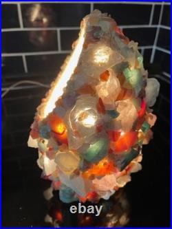 Mid-Century Modern Agate Semi Precious Stones Lamp