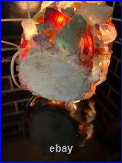 Mid-Century Modern Agate Semi Precious Stones Lamp