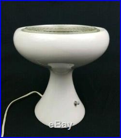 Mid-Century Modern Ceramic Mushroom UFO Pedestal Display Lamp White Vintage