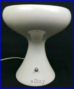 Mid-Century Modern Ceramic Mushroom UFO Pedestal Display Lamp White Vintage